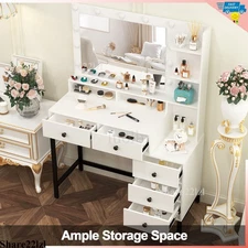 Vanity Table Set with Lighted Mirror Makeup Dressing Table Desk Bedroom Dresser