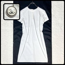 USED CHANEL COTTON SUMMER DRESS, SHORT SLEEVES, BACK COCO BUTTON, WHITE. GOOD