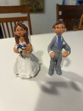 Unique Handmade Painted Wedding Cake Topper Bride Groom