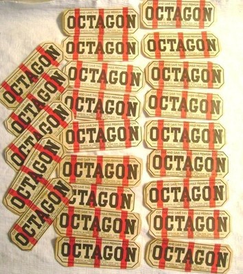 LOT 23pc antique OCTAGON LAUNDRY SOAP LABEL coupons 