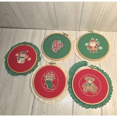 Vtg 1980s Country Lace Christmas HANDMADE Farmhouse Kitschy Set of 5 Grannycore