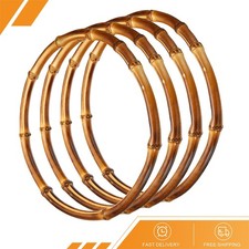 4 Pack 7 Inch Bamboo Purse Handles Round Replacement Handmade Rings Brown