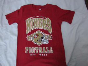 Excellent NFL San Francisco Niners Football T-shirt Top Size Med 10-12 Red