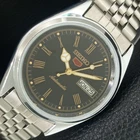 REFURBISHED SEIKO 5 AUTOMATIC 6309A VINTAGE JAPAN MENS BLACK WATCH a442140-1