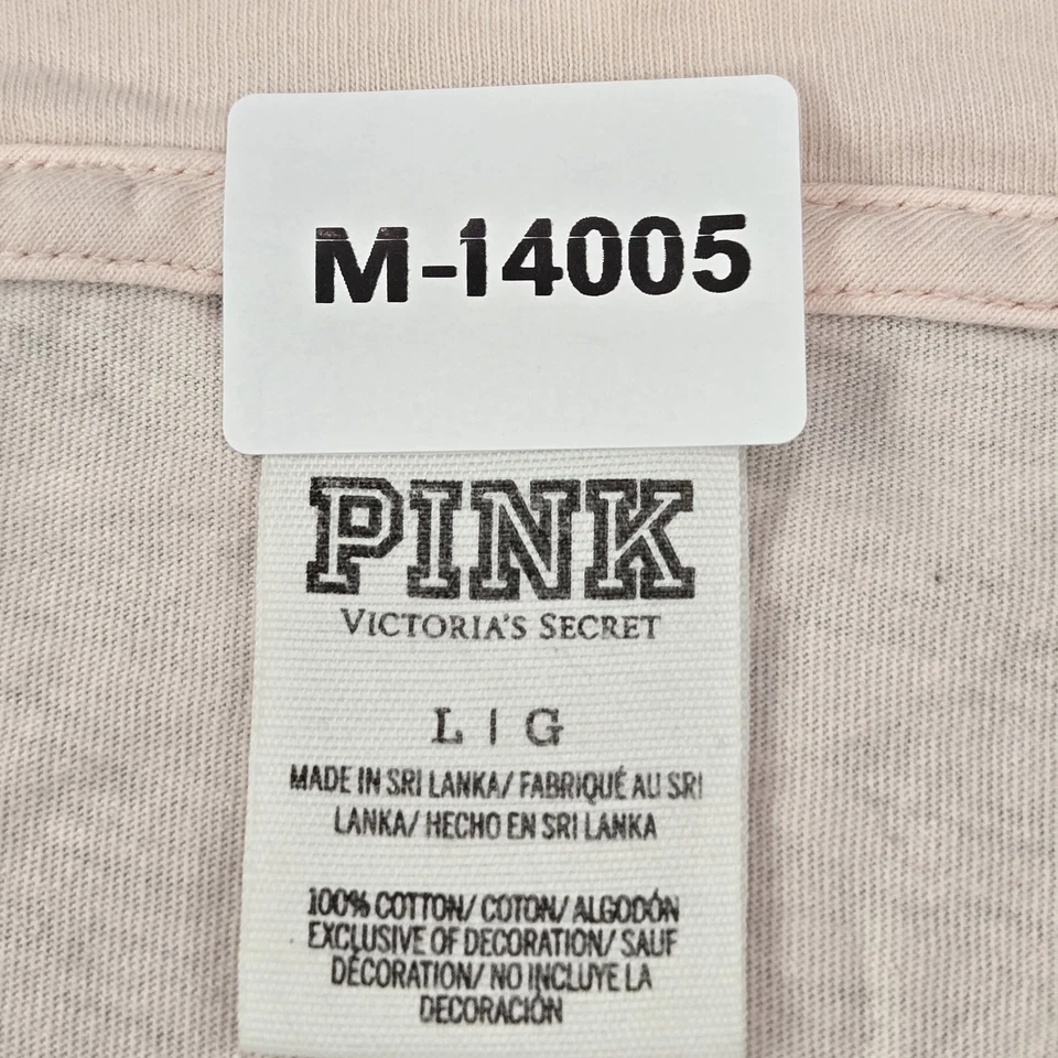 Camisa Victoria's Secret ROSA Mujer L Rayas Logo Cuello en V Pullover Bolsillo Campus Foto 2 de 4