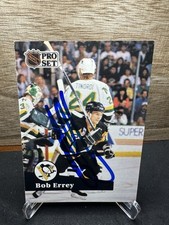 1991 Pro Set Bob Errey #187 - Pittsburgh Penguins In-Person ON-CARD AUTO