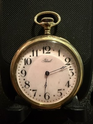 Ideal USA 12s Gold Filled Antique Pocket Watch BEAUTIFUL Pink Dial