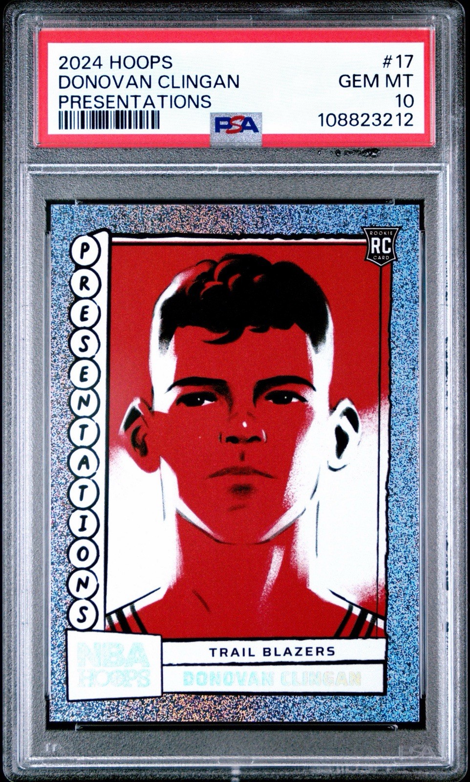 PSA 10 2024-25 Panini Nba Hoops Presentations Donovan Clingan #17 RC Rookie