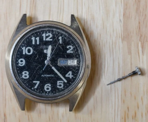 Vintage SEIKO 5 Automatic Black Dial Arabic Numerals Watch 7009 3180 AS IS