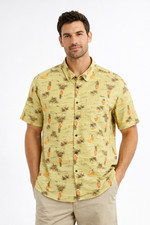 Hurley Mens Shirt New L Yellow Stretch Pineapple Tropical Print Hawaiian