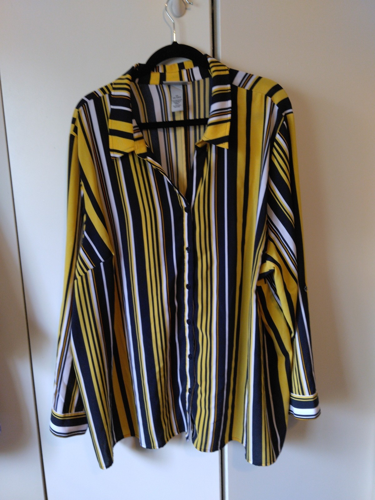 Catherines Button Down Top Plus Size 3X Yellow Bl… - image 1