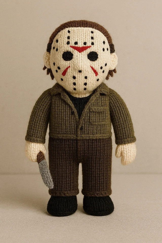 KING COLE Friday 13th Jason Voorhees Halloween Knitted Knitting DK Pattern Only 25cm Tall