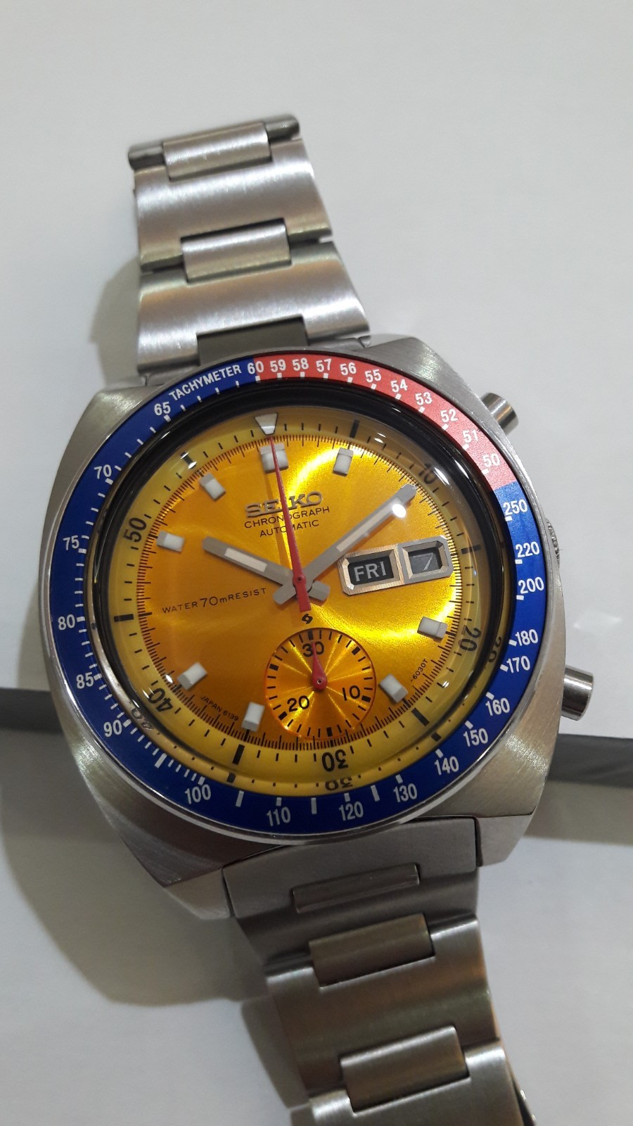 Seiko Pogue Pepsi Bezel 6139-6002 automatic chronograph 1971 vintage watch 