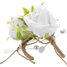 2 Pcs Boutonnieres for Groomsmen Wedding Corsages Artificial Flower