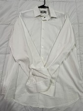 Express 1MX Men's White Long Sleeve Fitted Dress Shirt Button-Down