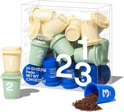 Saturnbird Instant Coffee Pods, Light/MediumRoast,  Araa,