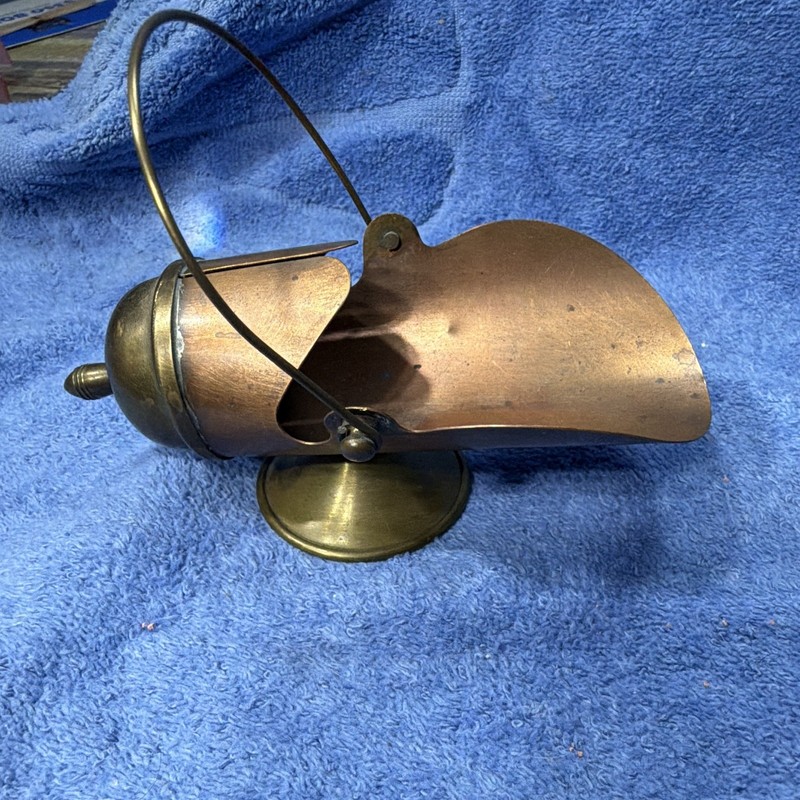 Brass & Copper Fireplace Coal Scuttle Bucket, Brass/Copper Finish, Handle