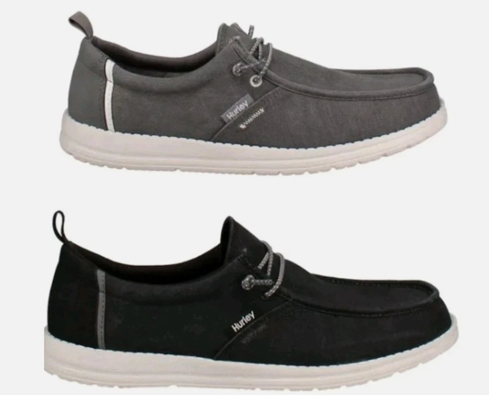 Hurley Laguna Men’s Casual Ultra-Lightweight Breathable Canvas Shoe Black Gray