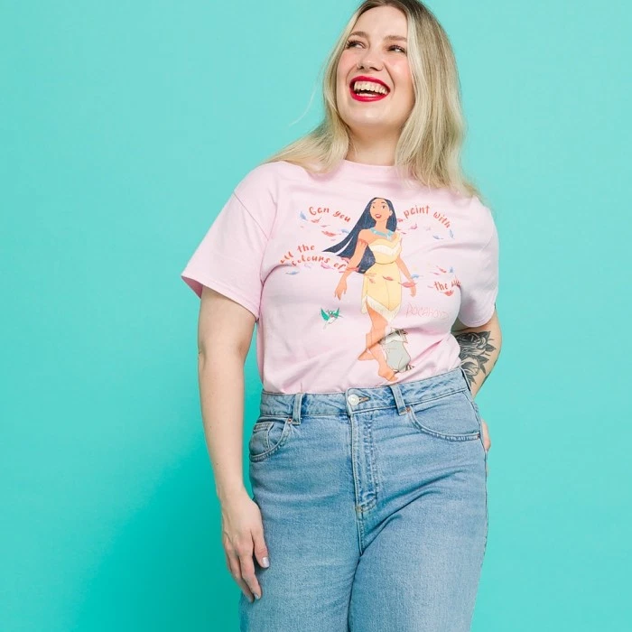 Official Disney Pocahontas Colours Of The Wind Pink T-Shirt - Image 2 of 4