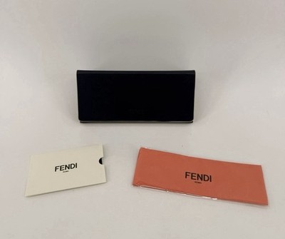 Fendi Roma Hard Glasses/Sunglasses Case Clamshell Black/Orange Leather + Cloth
