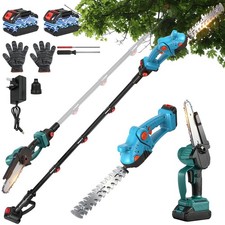 Hedge Trimmer Long Reach Cordless Electric 2M 21V Cutter High Branch Saw Battery