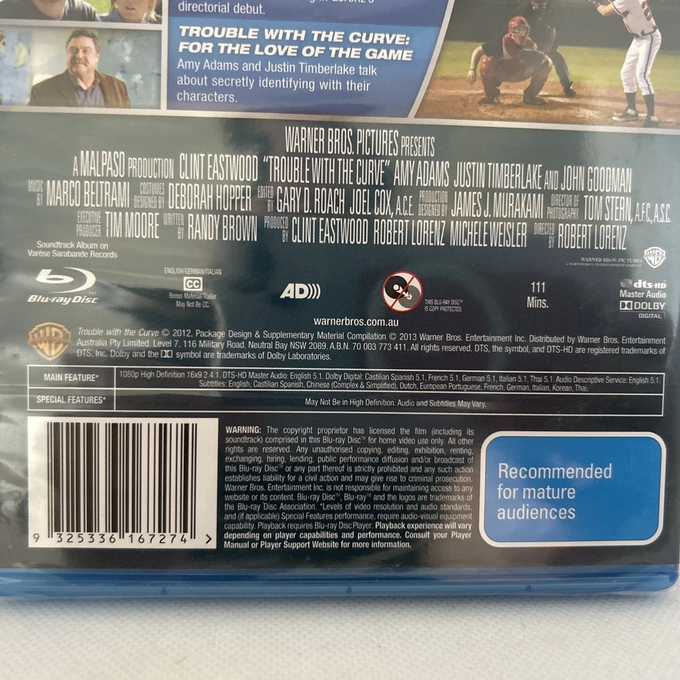 Trouble With the Curve Blu-Ray (Clint Eastwood Amy Adams Justin Timberlake) - Image 3 of 4