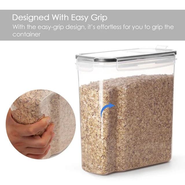 Set of 4 Airtight Cereal Containers, 135.2 fl oz, Pantry Storage – Black