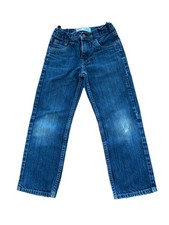 Girl Levi's 505 Dark Blue Distressed Casual Straight Jeans Size 7 Regular