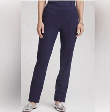 Chico  s Fabulously Slimming Navy Ankle Pull On Stretch Pants Women  s Medium 8