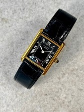 Vintage 1984 Cartier Tank Must - Large Size, Black Gloss Dial - Full Set
