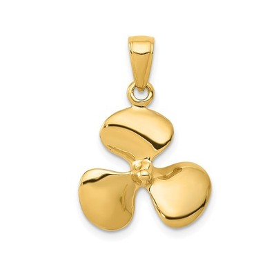 10k Gelbgold Maritim Propeller Anhänger Poliert Marine Charm für Männer Unisex