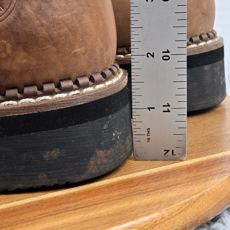 Bota Georgia Para Hombres 9.5M Wellington Cuero Marrón Impermeable Tirar de Trabajo Roper Foto 3 de 4