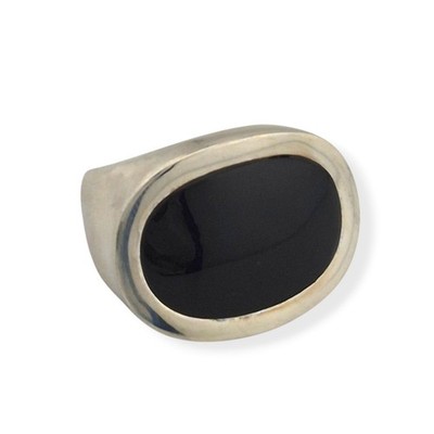 RLM Studio Robert Lee Morris Sterlingsilber 925 oval schwarzer Onyx Siegelring Größe