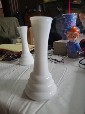 White Milk Glass Bud Vase from the 1960s   15 available all in great condition.