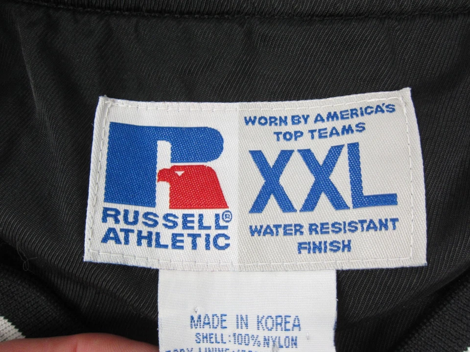 Chaqueta cortavientos vintage Russell para hombre 2XL XXL negra cuello en V resistente al agua años 90 Foto 3 de 4