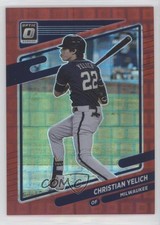 2021 Panini Donruss Optic Red Pandora Prizm 14/99 Christian Yelich #193 o7m