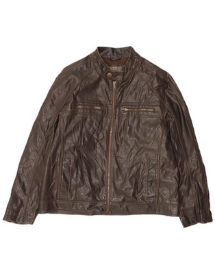 BKE Herren Kunstleder Jacke UK 44 2XL Braun Polyvinyl CA25