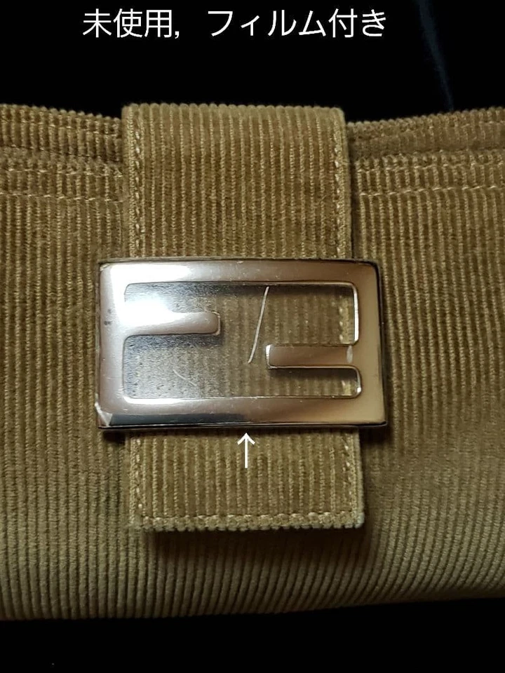 Bolso de Hombro FENDI Raro Sin Usar Mamma Baguette FF Herrajes Pana Camel Foto 2 de 4