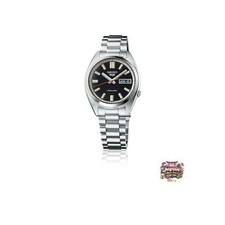 Seiko Analog Men's Watch. Deep Black Retro