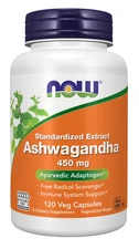 Now Foods Ashwagandha 450 mg 120 Veg Capsules GMP Quality Assured, Kosher, New!