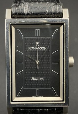   ROMANSON Titanium Watch DL4191M Art Deco Tank Swiss Sapphire Crystal Slim
