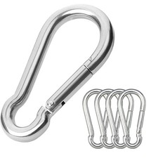 5PCS 3.15" Stainless Steel Carabiner Clip, 600-lb WLL Snap Hook for Gym.