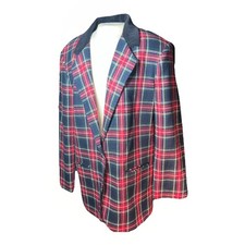 SAG HARBOR Women's Blazer / Jacket - Multi-Colored Plaid Wool -Size 16