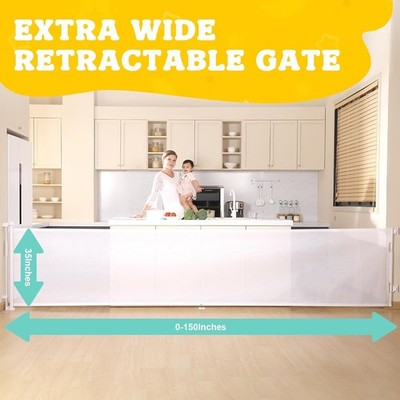 Retractable Baby Gate 150in Extra Wide Mesh & 35'' Extra Tall w/ FREE Shipping