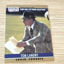 Pro Set Tom Landry #28 Dallas Cowboys Hall of Fame Selection 1990 Football Card
