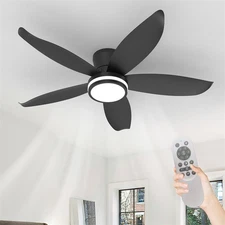 42 inch Black Smart LED Ceiling Fan Plug-in 5 ABS Blades w/Light & APP/Remote