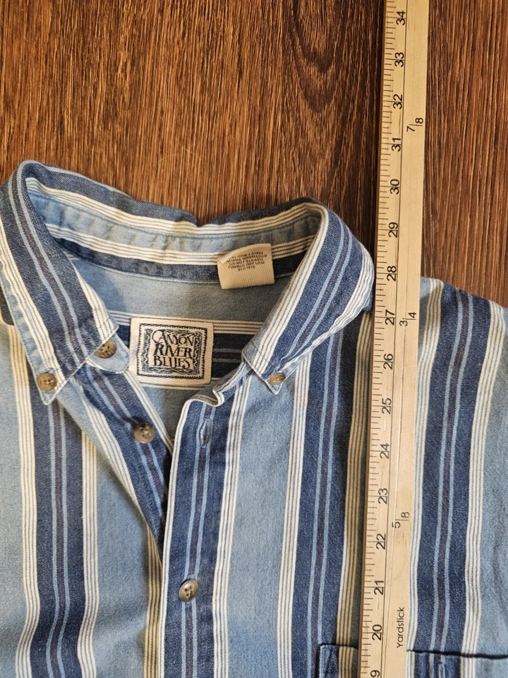 Canyon River Blues Para Hombre Azul Occidental Abotonado Talla XL Azul Rayas Manga Larga Foto 4 de 4