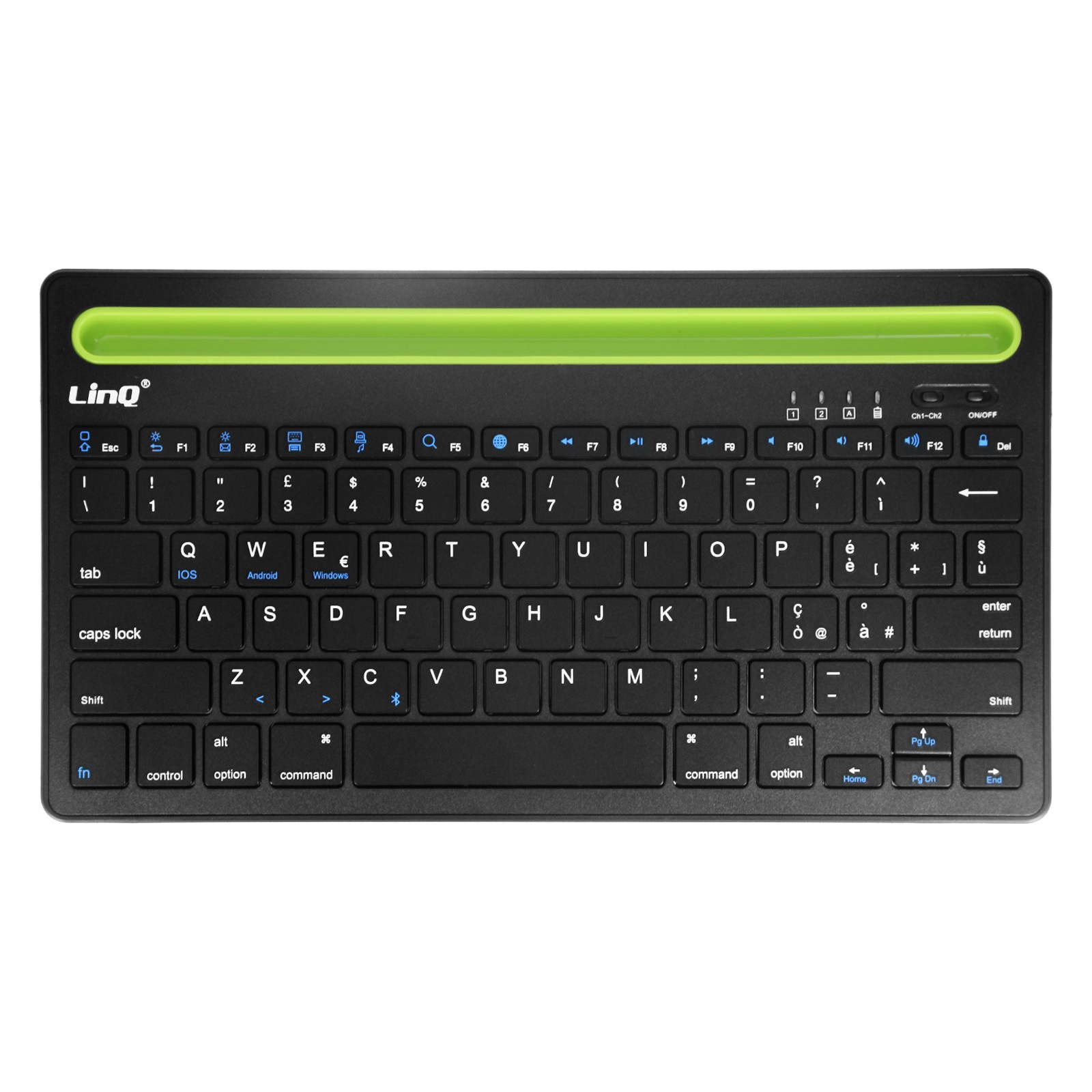 Clavier sans fil QWERTY noir LinQ pour smartphone iOS Android et PC Windows
