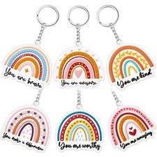 6 Pcs Employee Appreciation Gifts Bulk Inspirational Keychains with Motivatio...