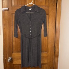 Max Studio Dress Small Gray Stretch Office Wear Professional 3/4 Sleeves Belt